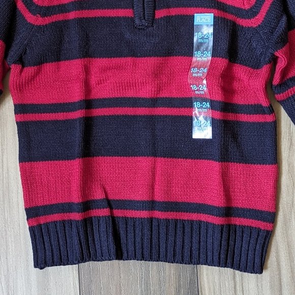 NWT The Children's Place Boys Knit Pullover Sweater Red Striped Cardigan… - Picture 4 of 5